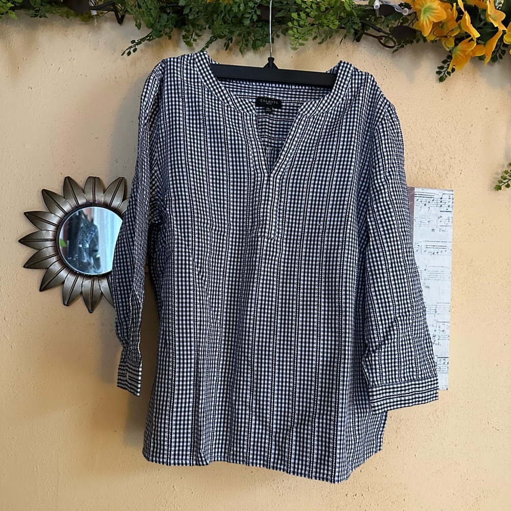 Talbots petite gingham print top